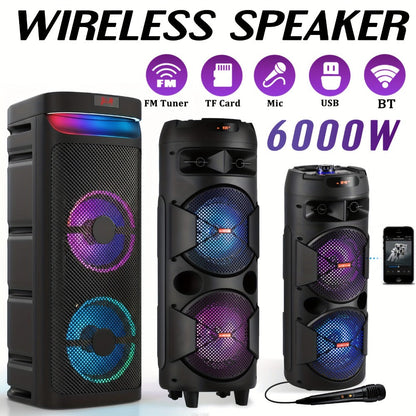 Portable Bluetooth Speaker Party Boombox with Dual Subwoofers, RGB, TWS and Up to 20 Hours Playback