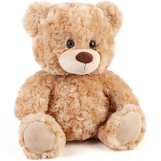 Plush Toy – Shaggy Brown Teddy Bear 15-Inch with Sitting 12-Inch Format and Classic Bow for Display