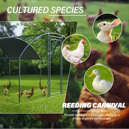 Walk-in Chicken Pen Large Metal Outdoor Poultry Enclosure Waterproof UV-Resistant Cover Heavy-Duty Yard Cage for Chickens Ducks Rabbits 3 Sizes Available