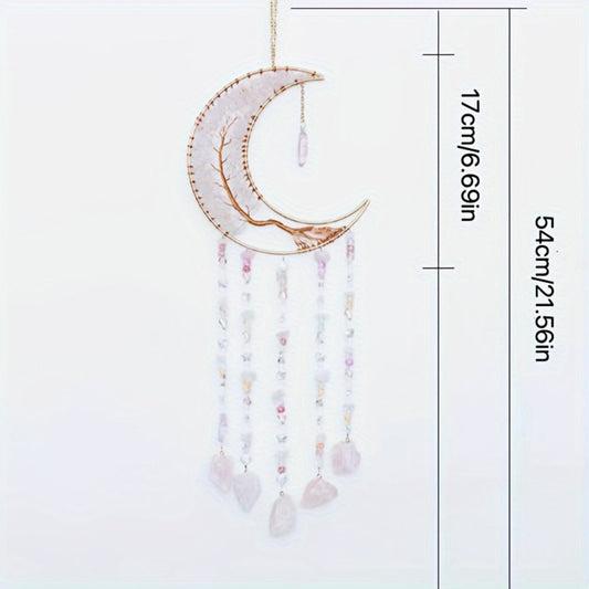 Dreamcatcher Moon Suncatcher Wall Hanging – Handmade Boho Wind Chime Pendant for Indoor Outdoor Garden, Courtyard & Party Decor – Christmas & Birthday Gift