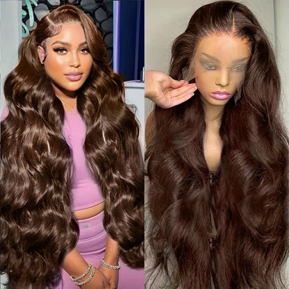 Body Wave Lace Front Wig Synthetic Glueless Heavy Density 26-34 Inch | Dark Brown Red Orange-Red Black Long Wavy Women Daily Wear Party Cosplay
