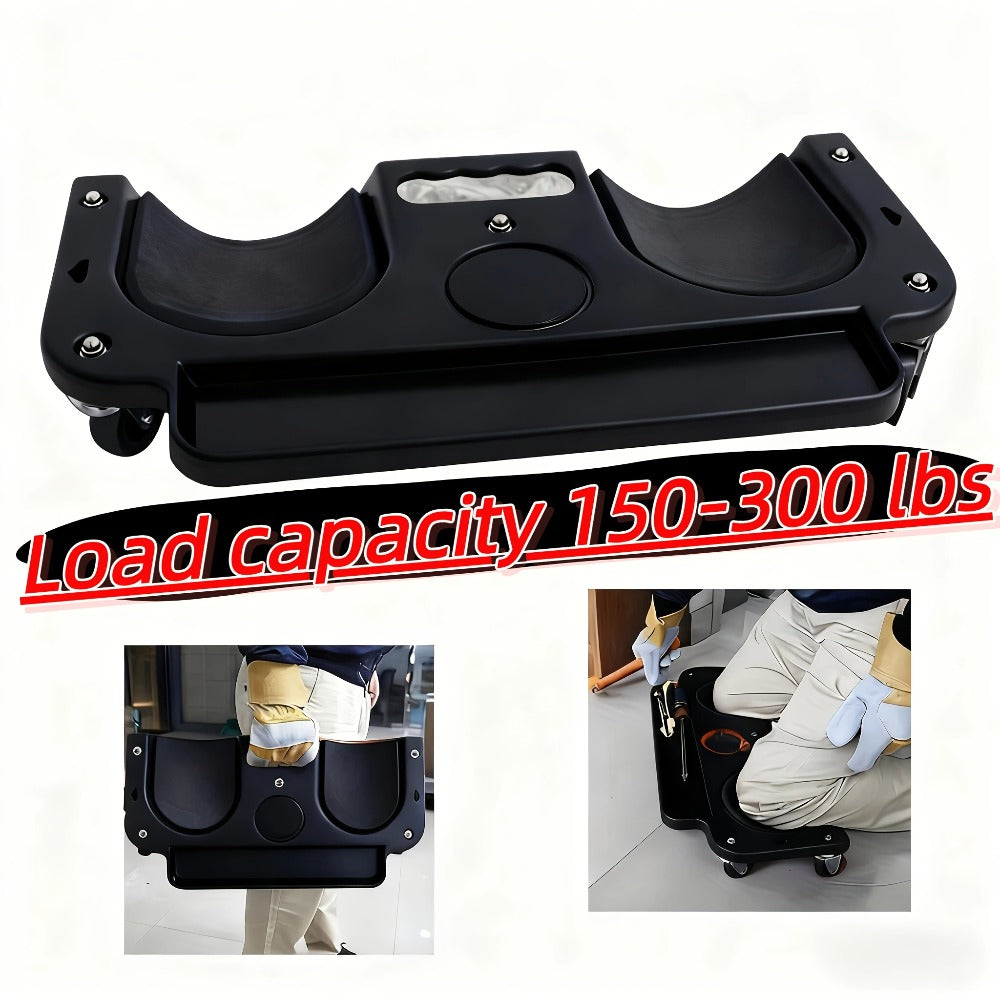 Rolling Knee Pad with Wheels & Built-In Tool Tray - Cushioned Kneeling Platform for Mechanics, Carpenters & Flooring Work