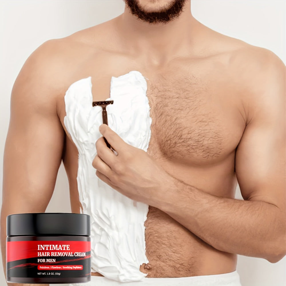 Hair Removal Cream for Men in a 50g Jar with 1-, 2- or 3-Pack Options for Body Grooming Routines