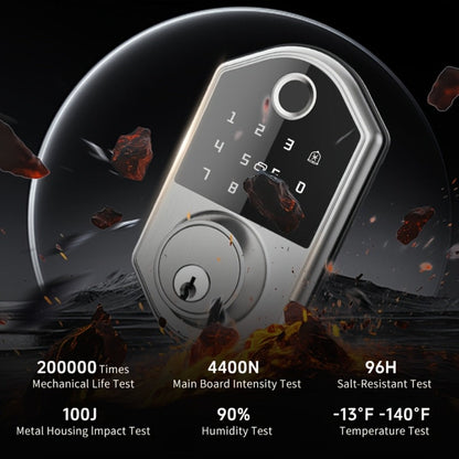 Anti-Peep Keypad Door Lock with Fingerprint & Auto-Lock - Biometric Smart Lock, IC Card Option, Keyless Entry for Home, Bedroom, Office & Apartment, Easy DIY Install, Black & Silver