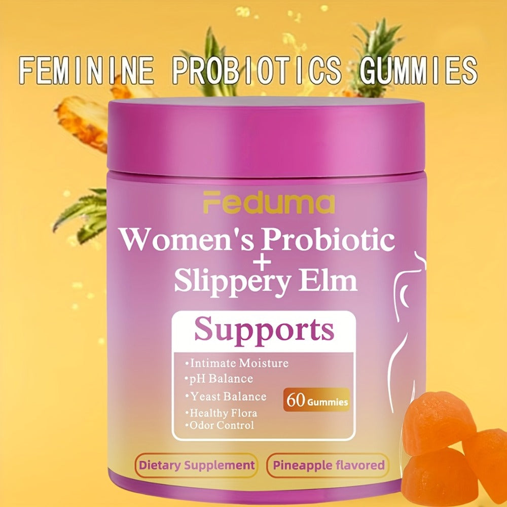 Women's Probiotic Gummies for Vaginal Health & Intimate Balance – 60 Count Pineapple Flavor, Supports Healthy Flora, Yeast Balance & Intimate Moisture, Daily Feminine Wellness Supplement