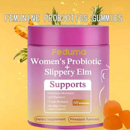 Women's Probiotic Gummies for Vaginal Health & Intimate Balance – 60 Count Pineapple Flavor, Supports Healthy Flora, Yeast Balance & Intimate Moisture, Daily Feminine Wellness Supplement