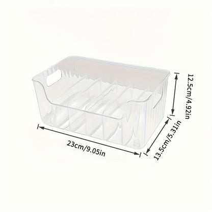 Seasoning Storage Box Transparent Plastic with Adjustable Compartments | Detachable Multi-Function Kitchen Organizer for Spices Snacks Small Items | Large Capacity Refrigerator Countertop Organizer