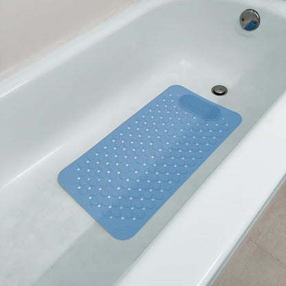 Non-Slip Bath Tub Shower Mat 27x14 Inch with Suction Cups & Drain Holes | Foot Massage Textured | Machine Washable Bathroom Safety Mat