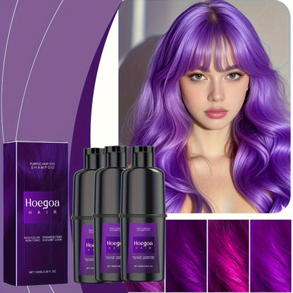 Hair Color Shampoo, Hoegoa Hair 3-in-1 100ml Color Foam with Purple, Black, Red or Brown Options