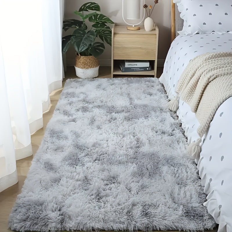 Area Rug Tie-Dye Shaggy Plush Design with Six Colors and Four Washable Sizes for Bedroom or Dorm