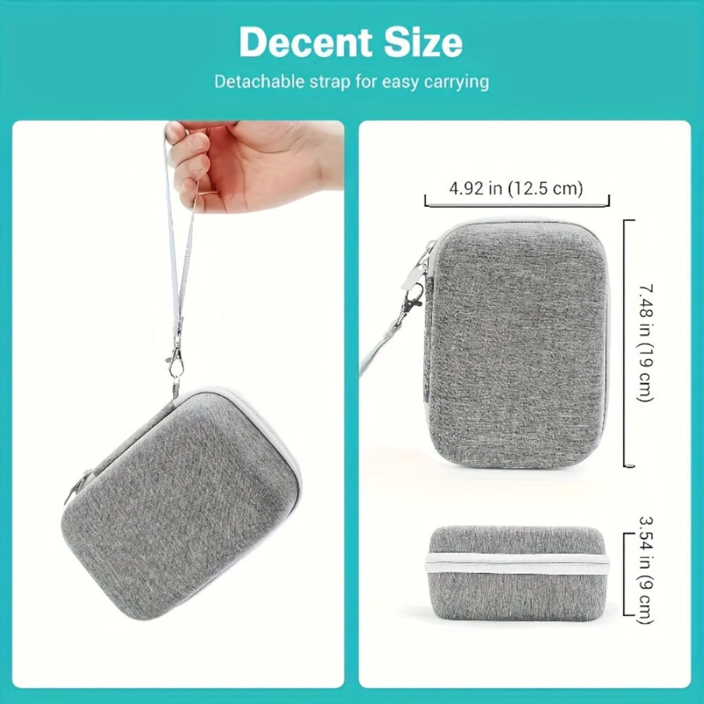 Gray Zip Storage Case with Carry Strap, Mesh Pocket and Removable Dividers for Small Beauty Devices