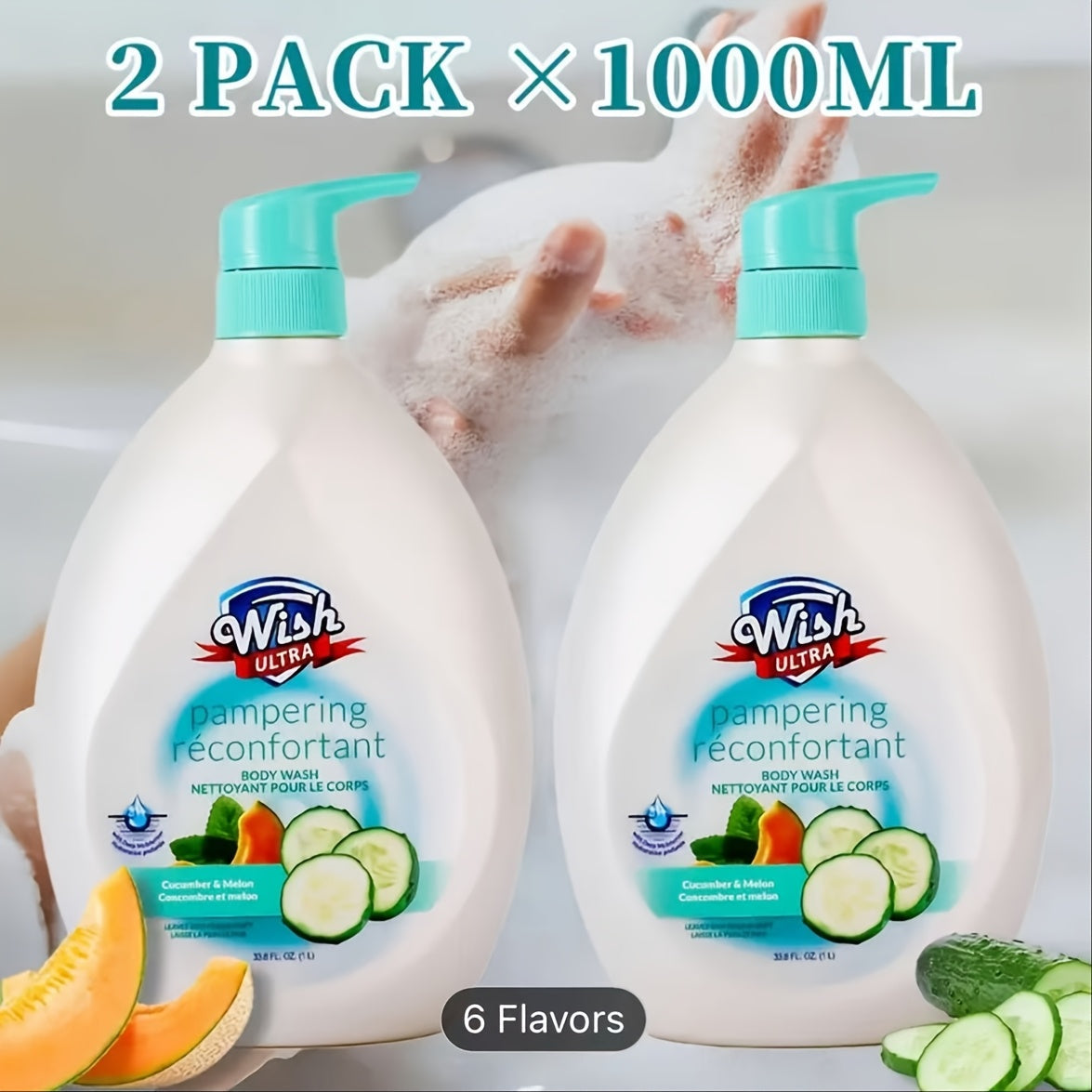 Pump-Bottle Body Wash with Vitamin E Label, Five Scent Options and Single or Two-Piece Packs