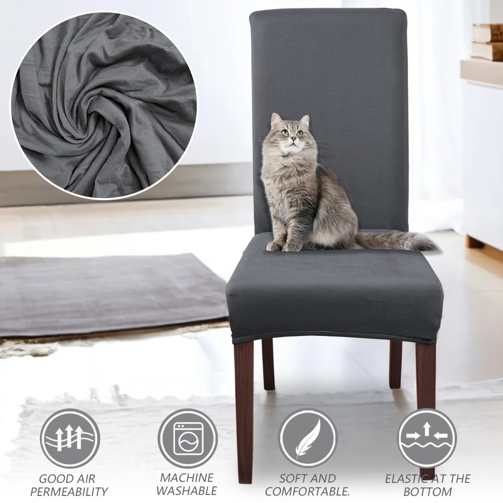 Chair Cover Set of 4 or 6 Stretch Milk-Fiber Dining Slipcovers in Eight Available Color Choices
