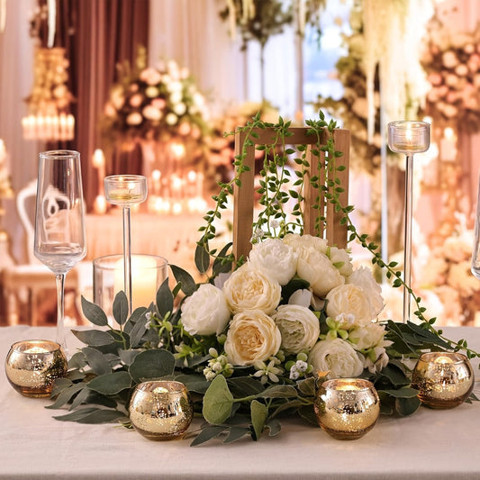 Votive Candle Holders Bulk - High Temperature Glass Hurricane Candle Holders for Weddings, Parties & Romantic Dinners, Starlight Shimmer Effect, Set of 6/12/24, Golden, Pink, Silver & Green