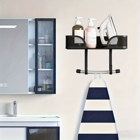 Iron Storage Rack Wall Mounted Heavy Duty Carbon Steel Heat Resistant Ironing Board Holder Space Saving Vertical Horizontal for Iron Steamer Laundry Room