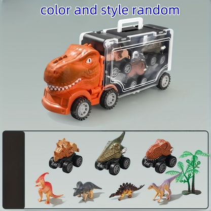 T-Rex Dinosaur Carrier Truck Playset with Mini Cars, Figures and Standard or Upgraded Package Options