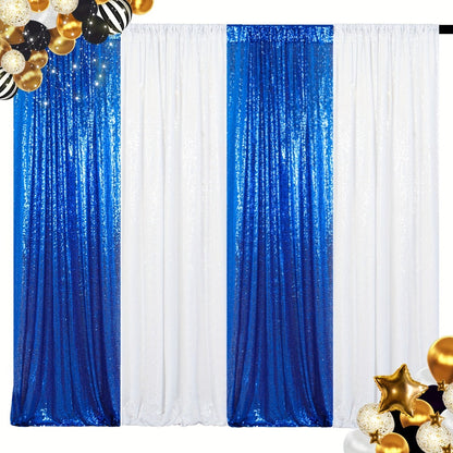 Sequin Backdrop Curtain 4 Panels 2FTx8FT – Shimmer Glitter Background for Wedding Party Photo Booth Decoration