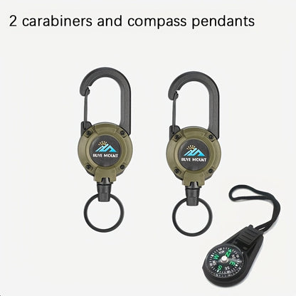 Two-Pack Retractable Keychains with 23-Inch Steel Wire, Lanyards and Four Color Options for Daily Carry
