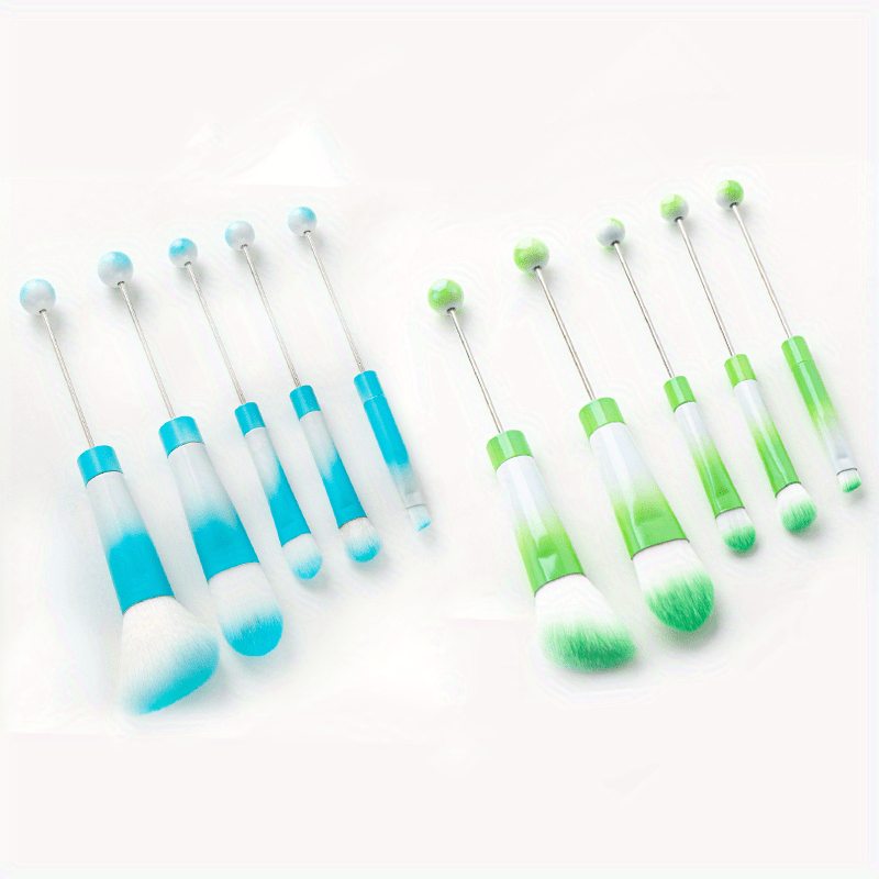Makeup Brush Set, 10-Piece Bead-Ready ABS Handle Collection with Polyester Bristles and Eleven Color Options