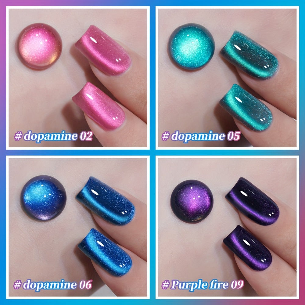 Gel Nail Polish – Cat Eye Set 4 Colors – Interstellar Galaxy Series Magnetic Nail Polish with Dazzling Shimmer Luster, UV LED Soak-Off…