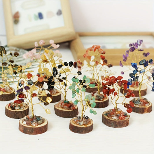 Crystal Tree Set 12-Piece 7 Chakra Handmade Stone Tree Home Decor Gift