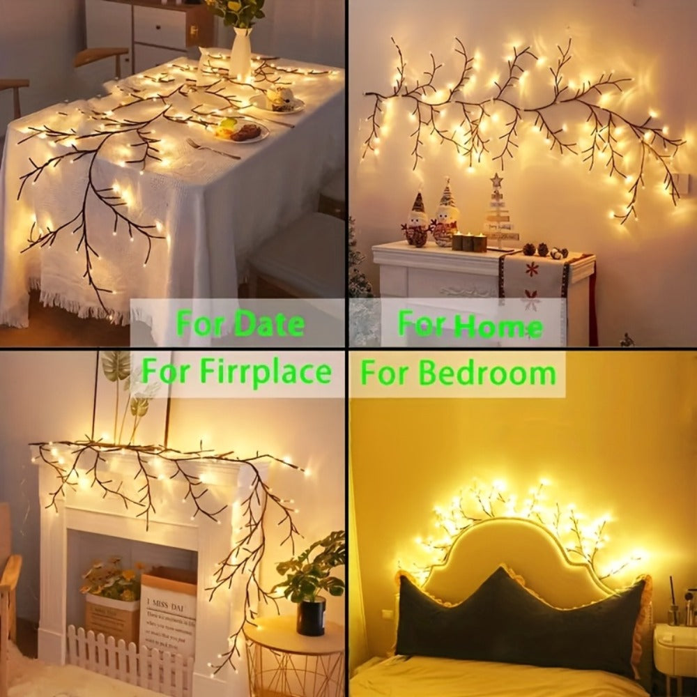 LED Vine Fairy Lights for Wall Decor – 96 LEDs Enchanted Willow Branch Lights, 5.9Ft Warm White Artificial Plant String Lights for Bedroom, Living Room, Party & Christmas Decorations