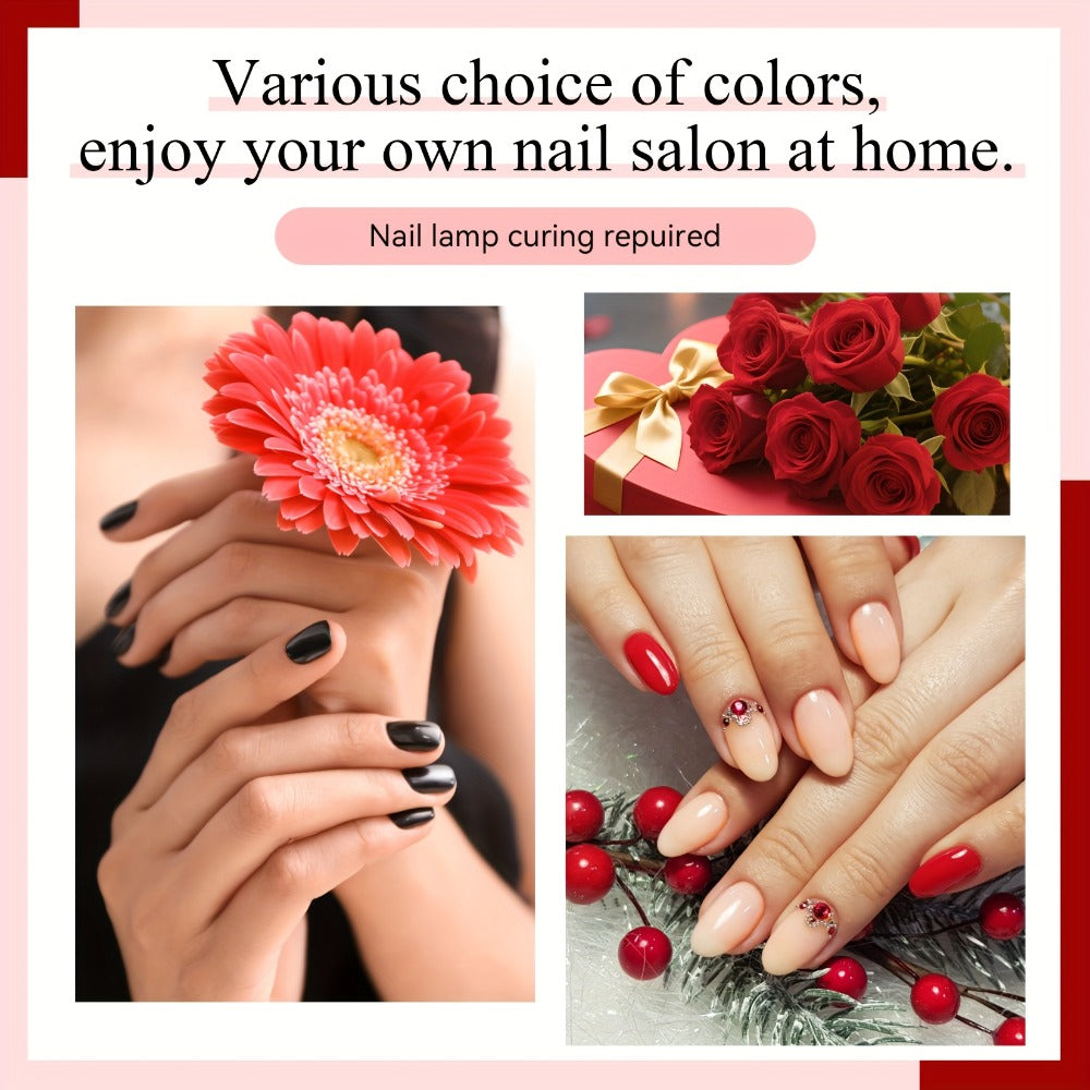 Gel Nail Polish Set with PHOENIXY Label, 30 Pieces with Base, Glossy, Matte and Glitter Top Coats