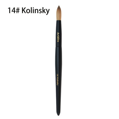 Kolinsky Nail Brush Round Head for Acrylic Extensions – Professional Black Wooden Handle Nail Art Brush with Genuine Kolinsky Hair Bristles, Sizes #8 #10 #12 #14 #16 #18 for Salon & Home Manicure Women