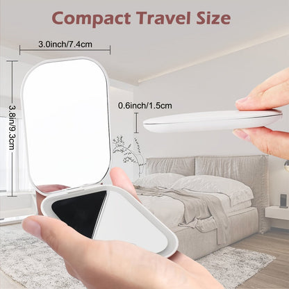 USB-Rechargeable LED Compact Mirror with 1X and 10X Sides, Three Light Colors and Pink or White Cases