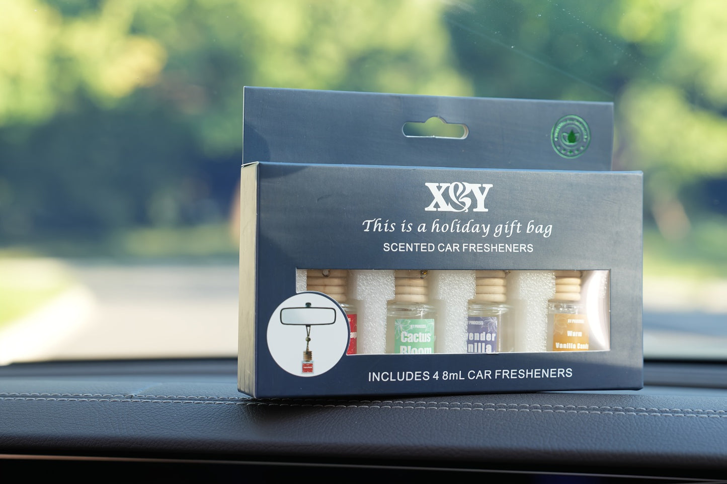 Car Air Freshener 4-Bottle Gift Set – Hanging Diffuser with 60-Day Lasting Fragrance, Multiple Scent Styles for Car Interior, Perfect Holiday Gift for Friends & Family