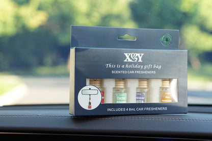 Car Air Freshener 4-Bottle Gift Set – Hanging Diffuser with 60-Day Lasting Fragrance, Multiple Scent Styles for Car Interior, Perfect Holiday Gift for Friends & Family