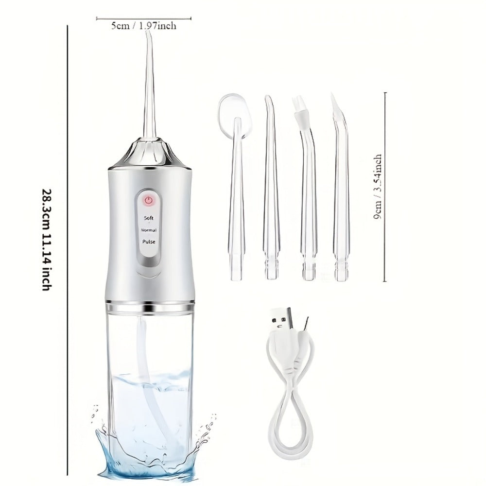 Electric Oral Irrigator Water Flosser with 360° Rotating Nozzle & Precision Pressure Control — Deep Cleans Teeth & Gums, Replaceable Heads, USB Rechargeable, 4 Colors, Home & Travel