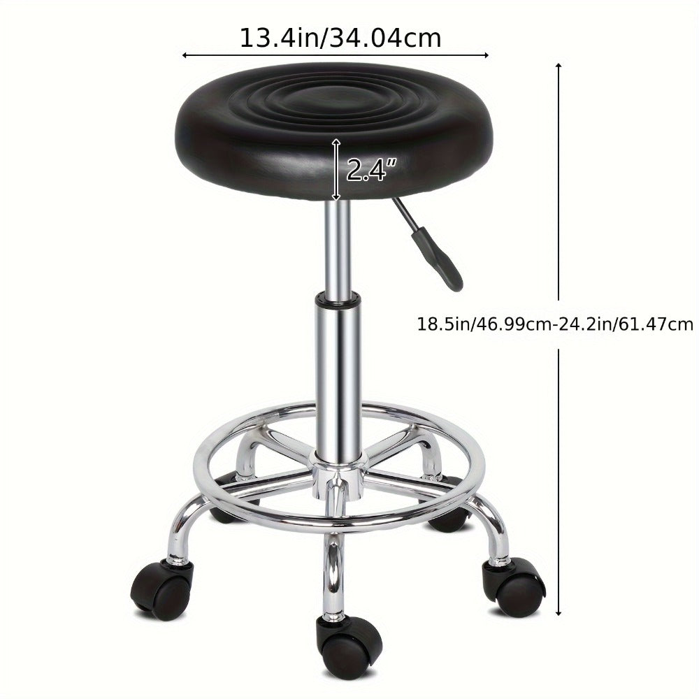 360 Swivel Bar Stool with Footrest Round Cushioned Sponge Seat Chrome Base Counter Stool Kitchen Island Home