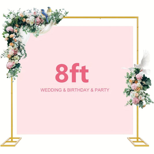 Square Arch Backdrop Stand 6FT & 8FT Metal Balloon Arch Frame | Adjustable Wedding Arch for Ceremony, Birthday Party, Baby Shower & Event Decoration