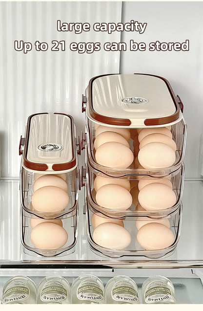 Egg Rack Kitchen Organizer Double-Row Auto-Rolling Dispenser with One, Two or Three Layer Options