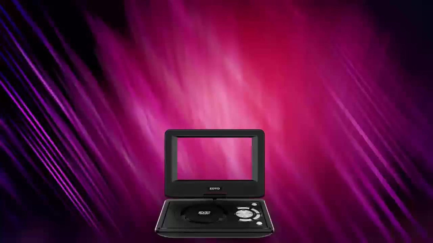 Portable DVD Player 9.5 Inch HD Swivel Screen, 270° Rotation 180° Flip, Dual Speakers, 3.5mm Earphone Jack, No Region Code, Multi-Format Playback, 5-Hour Rechargeable Battery for Car Travel Kids