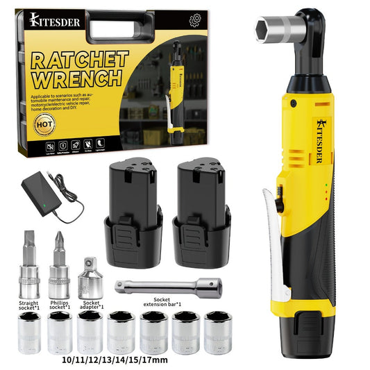 12V Electric Ratchet Wrench Set 400 RPM | 3/8" Cordless Power Ratchet Tool Kit with Variable Speed, 7 Sockets, 2.0Ah Lithium Battery & Fast Charger – Pipeline & Auto Repair
