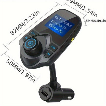 Bluetooth 5.0 Car FM Transmitter Adapter Hands-Free Calling Dual USB Quick Charge Car MP3 Player Wireless Car Kit for iPhone Android Music Streaming