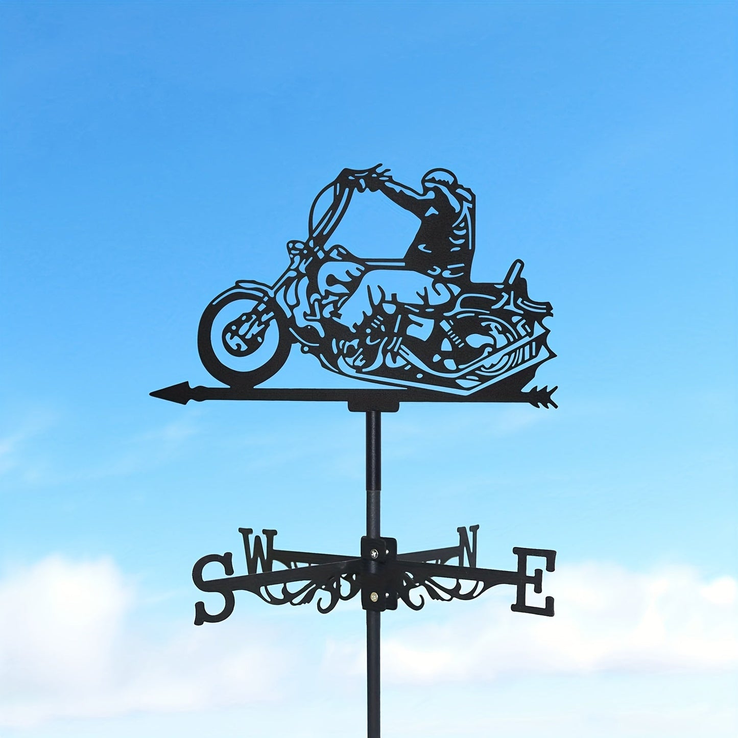Weathervane | Metal Motorcycle Garden Yard Roof Wind Direction Decor
