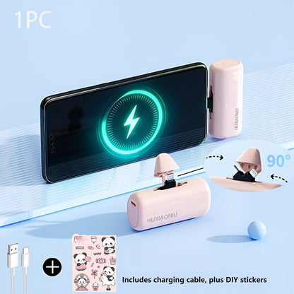 5000mAh iPhone Power Bank 2-in-1 Connector LCD Display Slim Portable Charger Compatible with iPhone 17 16 15 14 13 12 11 – Small Compact External Battery Pack 5V 2A Fast Charge