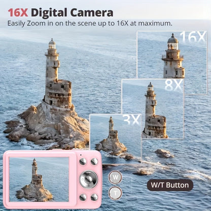 Digital Camera W810 with 64MP Capture Marking, 1080P Video, 16X Digital Zoom, 2.4-Inch Screen and 32GB Card
