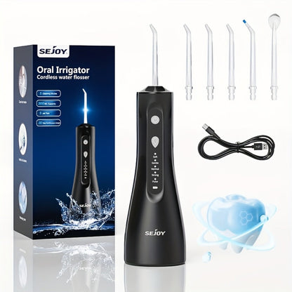 Portable Water Flosser Oral Irrigator – USB Rechargeable Cordless Dental Tooth Cleaner with 10.14oz Reservoir for Deep Clean, Braces, Implants, Home & Travel