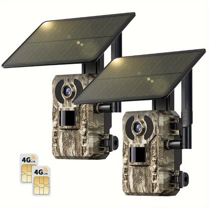 Solar Powered 4G Trail Camera 4K Live View 0.2s Trigger Speed 120° Wide Angle 850nm Night Vision No WiFi Needed Cellular Hunting Wildlife Game Camera with Remote Phone Access