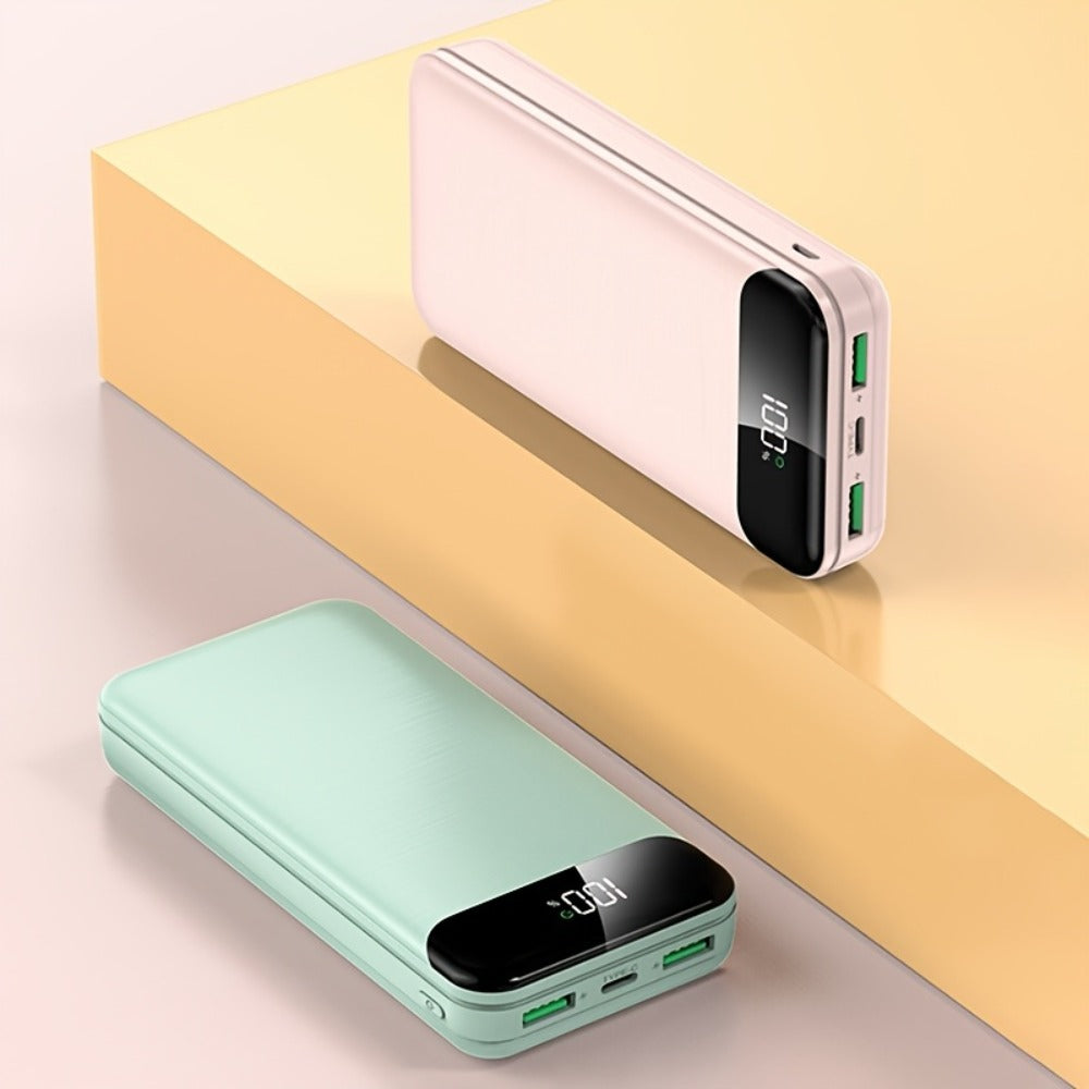 20000mAh Portable Power Bank 2-Pack with LED Display – Fast Charging Type-C & USB, Emergency Backup Battery for iPhone Android Phone Outdoor Travel Camping Gift