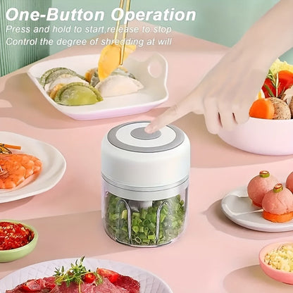 Electric Garlic Chopper & Mini Food Processor – Rechargeable USB Portable Garlic Mincer with 2-Cup Container | Multi-Function Meat Grinder Vegetable Chopper Kitchen Gadget for Garlic Onion Ginger
