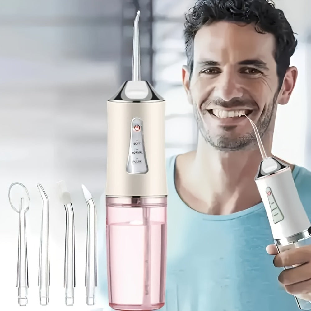 Portable Oral Irrigator with 360° Rotating Nozzle, Three Pressure Modes, USB Charging and Four Color Options