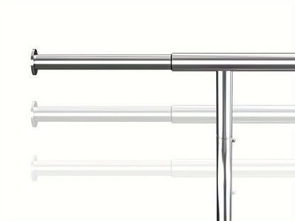 Double-Rod Rolling Garment Rack with Telescoping Extensions, Two Wire Shelves and 74.6-Inch Width