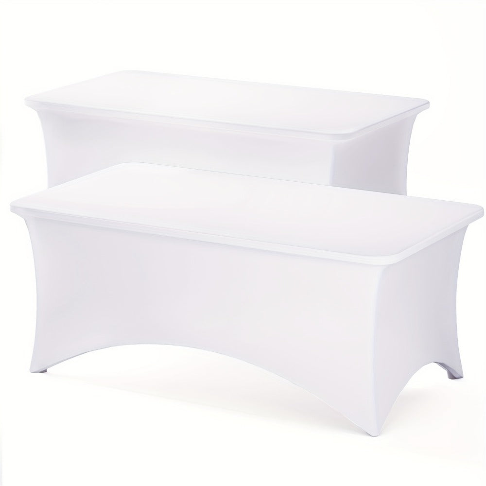 Rectangular Stretch Tablecloth Sets in 4-, 6- or 8-Foot Sizes, Black or White, with Two- or Three-Piece Options