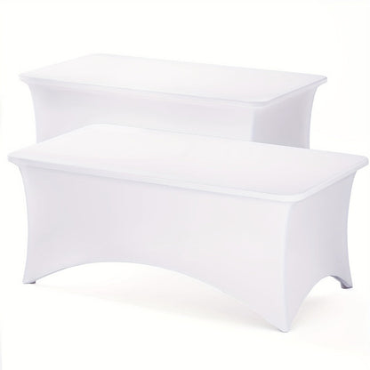 Rectangular Stretch Tablecloth Sets in 4-, 6- or 8-Foot Sizes, Black or White, with Two- or Three-Piece Options