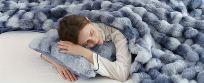 Faux Rabbit Fur Throw Blanket in 11 Checkout Colors and Throw, Twin, Queen or King Size Options